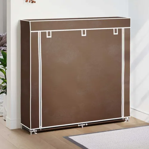 Ormarić za Cipele s Pokrovom od Tekstila 115 x 28 x 110 cm Smeđi  - Smeđa 115 x 28 x 110 cm 1 1 Cijena