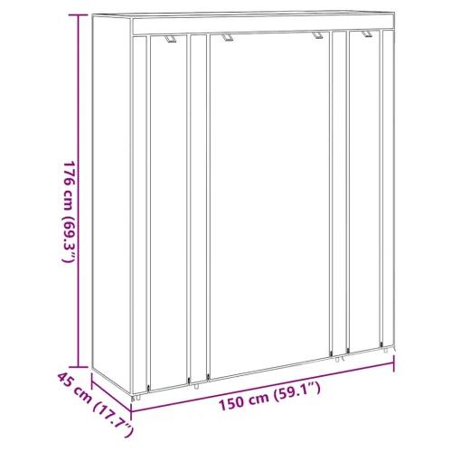Ormar od Tkanine s Pregradama i Šipkama 45 x 150 x 176 cm Smeđi &nbsp; - Smeđa 1 1 Cijena