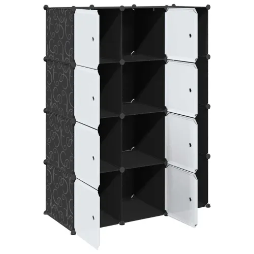 Modularni ormar s 9 odjeljaka 109x36,5x143 cm crno-bijeli  - Crno-bijelo 1 1 9 odjeljka Cijena
