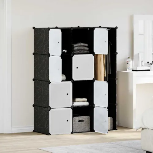 Modularni ormar s 9 odjeljaka 109x36,5x143 cm crno-bijeli  - Crno-bijelo 1 1 9 odjeljka Cijena