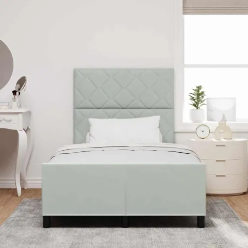 Box spring krevet Svjetlosiva 120 x 190 cm Baršun - Svjetlosiva 120 x 190 cm Dizajn s rombovima Cijena