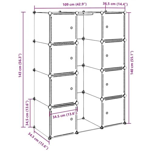 Modularni ormarić s 9 odjeljaka 109x36,5x143 cm bijeli  - Bijela 1 1 9 odjeljka Cijena