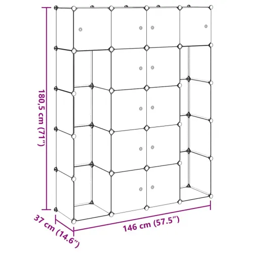 Modularni ormarić s 14 pretinaca crno-bijeli 37x146x180,5 cm - Crno-bijelo 1 1 14 odjeljka Cijena