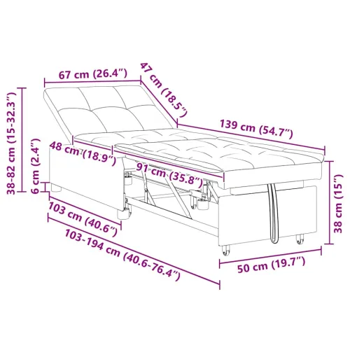 Krevet na razvlačenje Smeđa 194 x 67 x 82 cm Huahua Tkanina - Smeđa Cijena