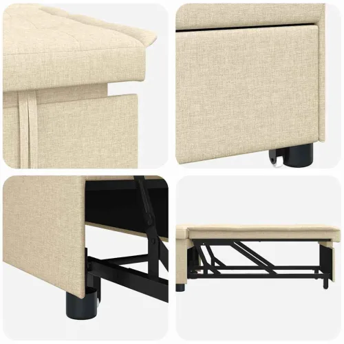 Krevet-sofa na razvlačenje Krema 194 x 50 x 82 cm tkanina - Krema Cijena