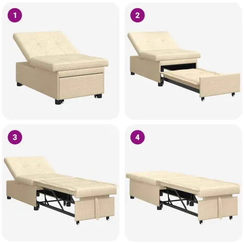 Krevet-sofa na razvlačenje Krema 194 x 50 x 82 cm tkanina - Krema Cijena