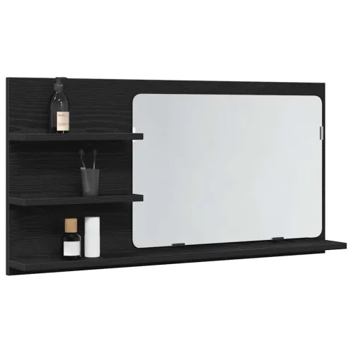 Ormarić za kupaonsko ogledalo crni hrast 90x11x45 cm inženjerski drvo - Crni hrast Cijena