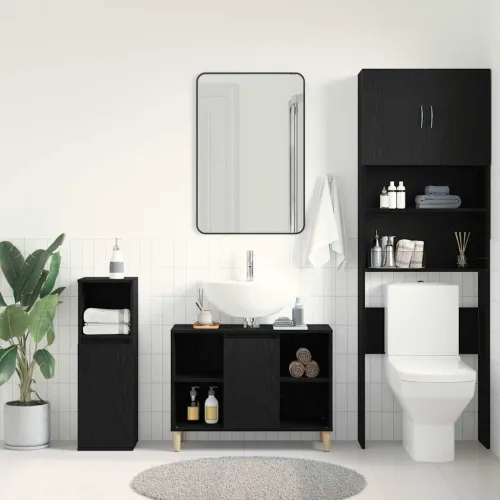 Ormarić za Lavabo - Umivaonik crni hrast 80x33x60 cm inženjerski drvo - Crni hrast Cijena