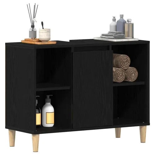 Ormarić za Lavabo - Umivaonik crni hrast 80x33x60 cm inženjerski drvo - Crni hrast Cijena