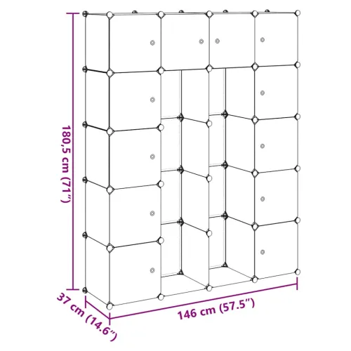 Modularni ormarić s 14 pretinaca bijeli 37 x 146 x 180,5 cm - Bijela 1 1 14 odjeljka Cijena