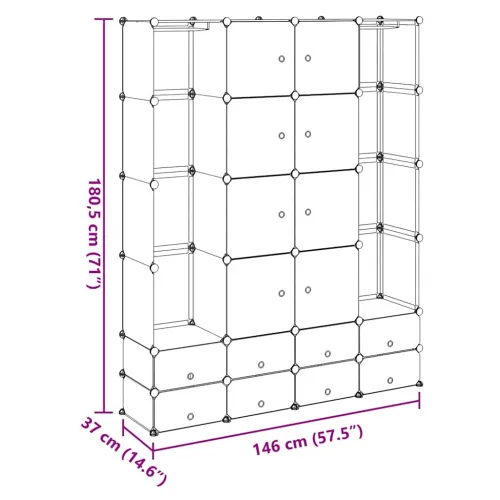 Modularni ormarić s 18 pretinaca crno-bijeli 37x146x180,5 cm - Crno-bijelo 1 1 18 odjeljka Cijena