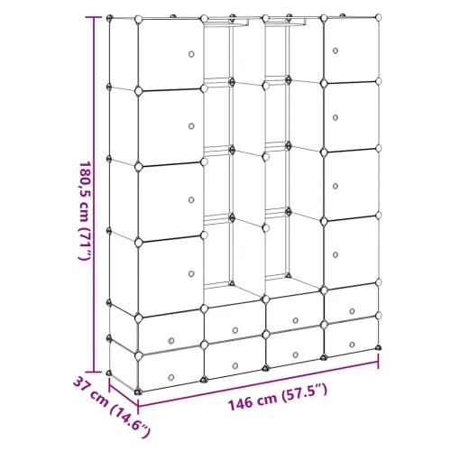 Modularni ormarić s 18 pretinaca bijeli 37 x 146 x 180,5 cm - Bijela 1 1 18 odjeljka Cijena