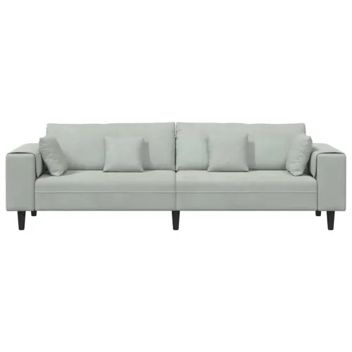 Sofa Svijetlo siva 250 x 77 x 76 cm Baršun - Svjetlosiva bez otomana Cijena