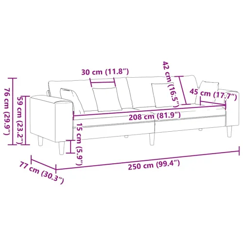Sofa Tamnozelena 250 x 77 x 76 cm Baršun - Tamnozelena bez otomana Cijena