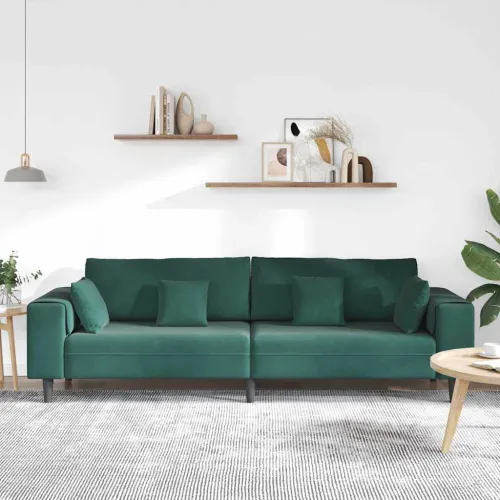 Sofa Tamnozelena 250 x 77 x 76 cm Baršun - Tamnozelena bez otomana Cijena