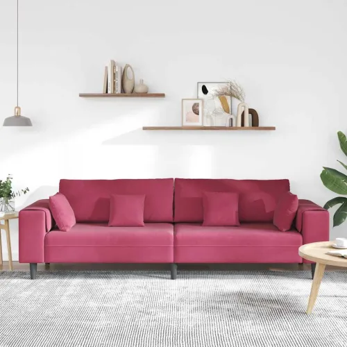Sofa Vinska crvena 250 x 77 x 76 cm Baršun - boja crnog vina bez otomana Cijena