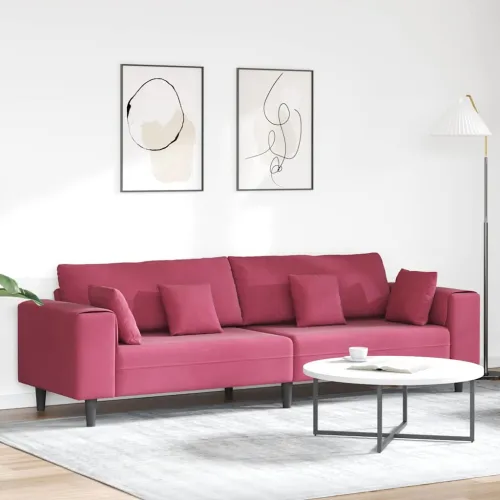 Sofa Vinska crvena 250 x 77 x 76 cm Baršun - boja crnog vina bez otomana Cijena