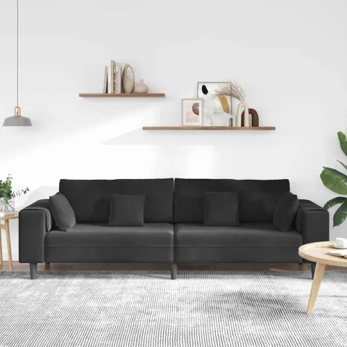 Sofa Crna 250 x 77 x 76 cm Baršun - Crna bez otomana Cijena