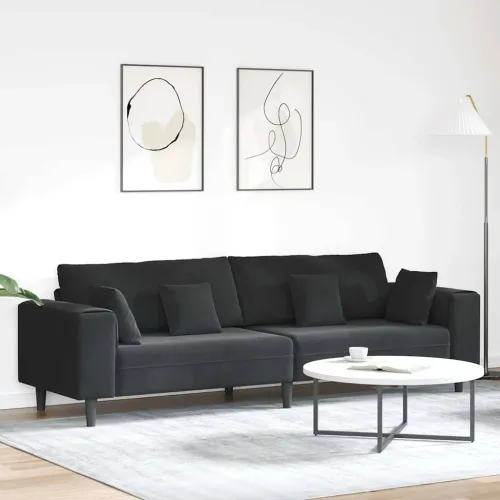 Sofa Crna 250 x 77 x 76 cm Baršun - Crna bez otomana Cijena