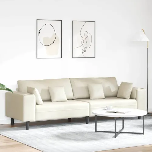 Sofa Krema 250 x 77 x 76 cm Baršun - Krema bez otomana Cijena