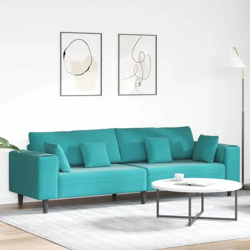 Sofa Tirkizna 250 x 77 x 76 cm Baršun - Tirkizna bez otomana Cijena
