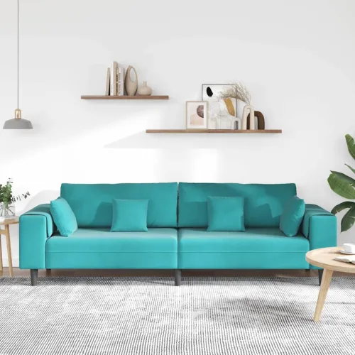 Sofa Tirkizna 250 x 77 x 76 cm Baršun - Tirkizna bez otomana Cijena