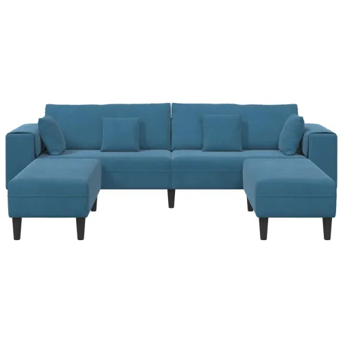 Sofa 3 kom. Plava Baršun - Plava s otomanom Cijena