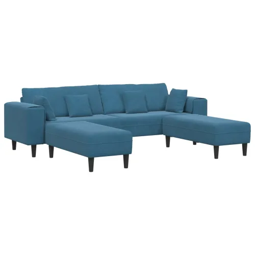 Sofa 3 kom. Plava Baršun - Plava s otomanom Cijena