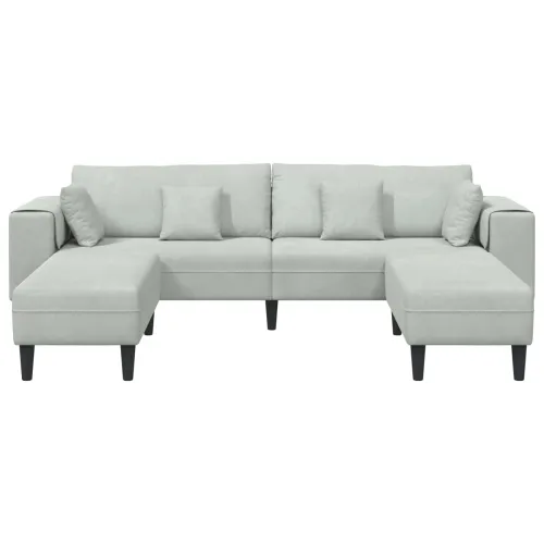 Sofa 3 kom. Svijetlo siva Baršun - Svjetlosiva s otomanom Cijena