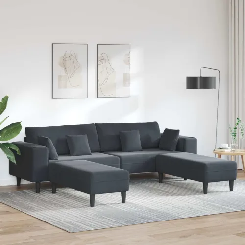 Sofa 3 kom. Tamno siva Baršun - Tamno siva s otomanom Cijena