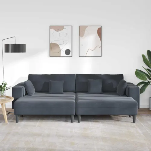 Sofa 3 kom. Tamno siva Baršun - Tamno siva s otomanom Cijena