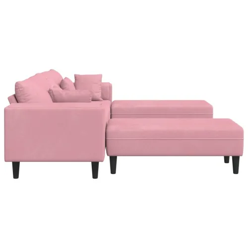 Sofa 3 kom. Ružičasta Baršun - Ružičasta s otomanom Cijena