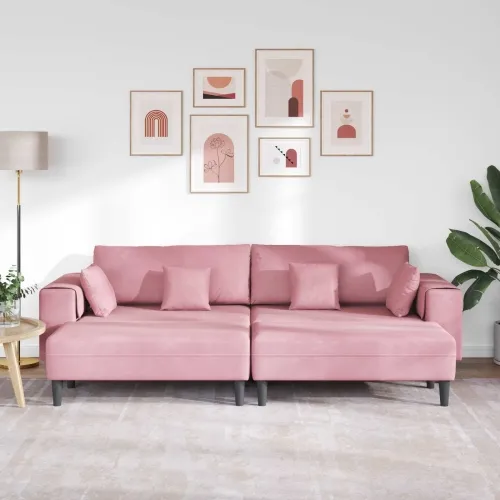 Sofa 3 kom. Ružičasta Baršun - Ružičasta s otomanom Cijena
