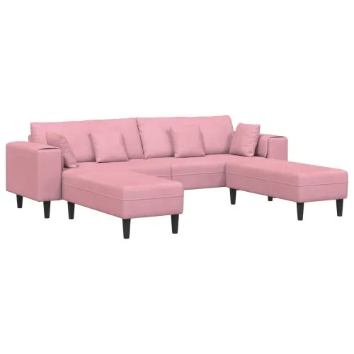 Sofa 3 kom. Ružičasta Baršun - Ružičasta s otomanom Cijena