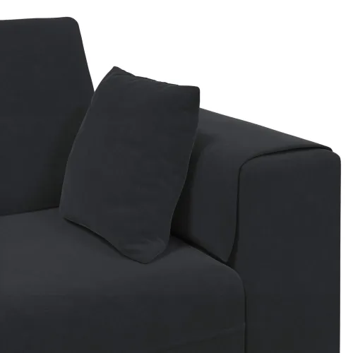 Sofa 3 kom. Crna Baršun - Crna s otomanom Cijena