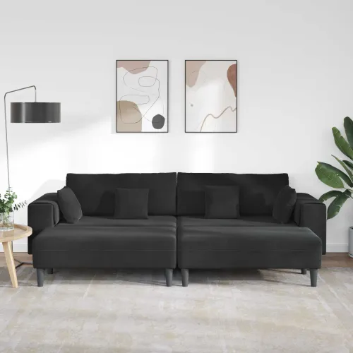 Sofa 3 kom. Crna Baršun - Crna s otomanom Cijena