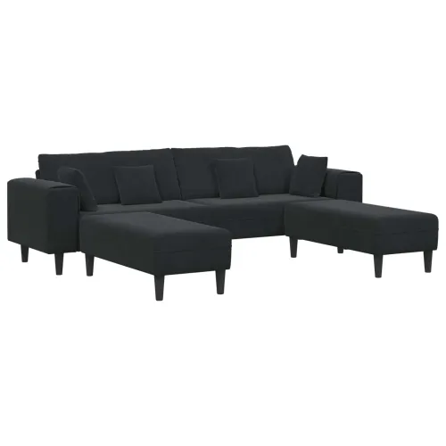 Sofa 3 kom. Crna Baršun - Crna s otomanom Cijena