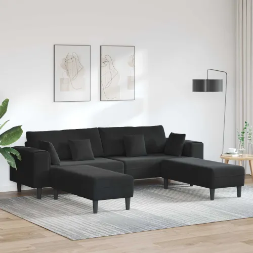 Sofa 3 kom. Crna Baršun - Crna s otomanom Cijena