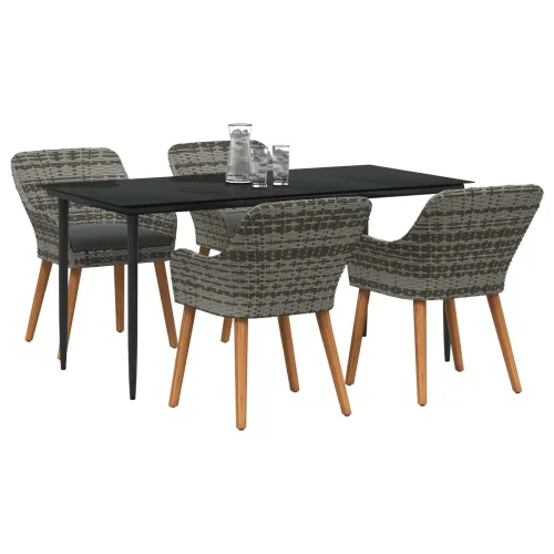 Vrtni set za objed 5 kom. Siva poliratan - 160 x 80 x 74 cm 4 sjedala Siva Cijena