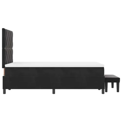 Box spring krevet s uzglavljem Crna 190 x 120 cm Baršun - Crna 120 x 190 cm Dizajn s rombovima Cijena