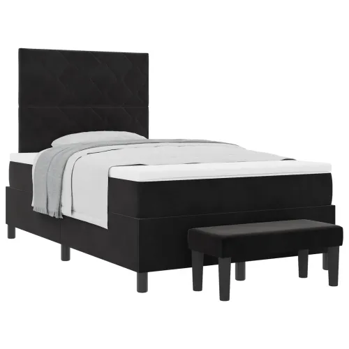 Box spring krevet s uzglavljem Crna 190 x 120 cm Baršun - Crna 120 x 190 cm Dizajn s rombovima Cijena