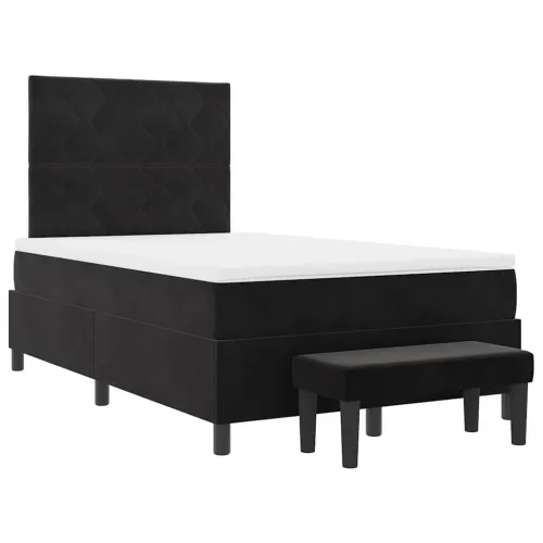 Box spring krevet s uzglavljem Crna 190 x 120 cm Baršun - Crna 120 x 190 cm Dizajn s rombovima Cijena