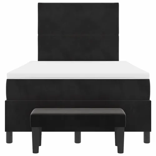 Box spring krevet s uzglavljem Crna 190 x 120 cm Baršun - Crna 120 x 190 cm Dizajn s rombovima Cijena