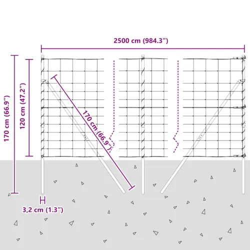 Temeljna zavarena žičana ograda 25 x 1,2 m Pocinčani čelik - 25 x 1,2 m 15 cm (12 žica) Fiksacija na tlo Cijena