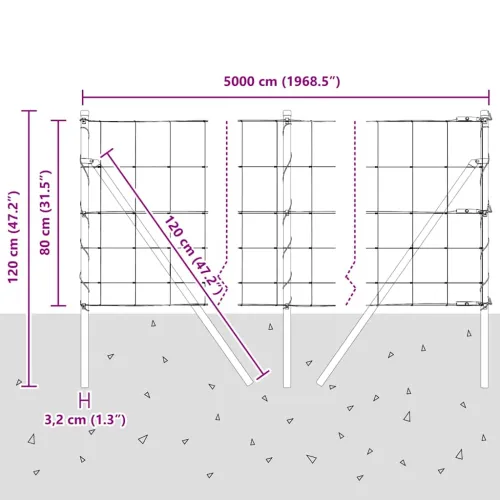 Temeljna zavarena žičana ograda 50 x 0,8 m Pocinčani čelik - 50 x 0,8 m 15 cm (6 žica) Fiksacija na tlo Cijena