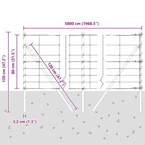 Temeljna zavarena žičana ograda 50 x 0,8 m Pocinčani čelik - 50 x 0,8 m 30 cm (8 žica) Fiksacija na tlo Cijena