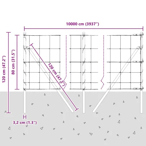 Temeljna zavarena žičana ograda 100 x 0,8 m Pocinčani čelik - 100 x 0,8 m 15 cm (6 žica) Fiksacija na tlo Cijena