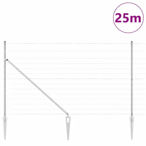 Zavareno žičano ograđivanje s bodljama 25 x 1,4 m Srebrna Mreža - 25 x 1,4 m 30 cm (14 žica) Vijak sidro fiksacija Cijena