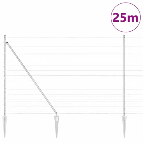 Zavareno žičano ograđivanje s bodljama 25 x 1,6 m Srebrna Mreža - 25 x 1,6 m 30 cm (20 žica) Vijak sidro fiksacija Cijena