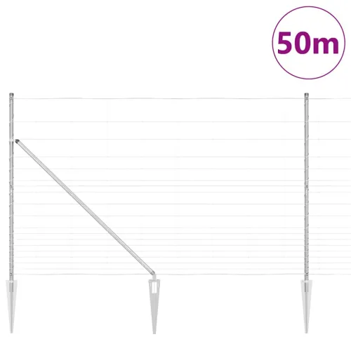 Zavareno žičano ograđivanje s bodljama 50 x 1,5 m Srebrna Mreža - 50 x 1,5 m 30 cm (18 žica) Vijak sidro fiksacija Cijena